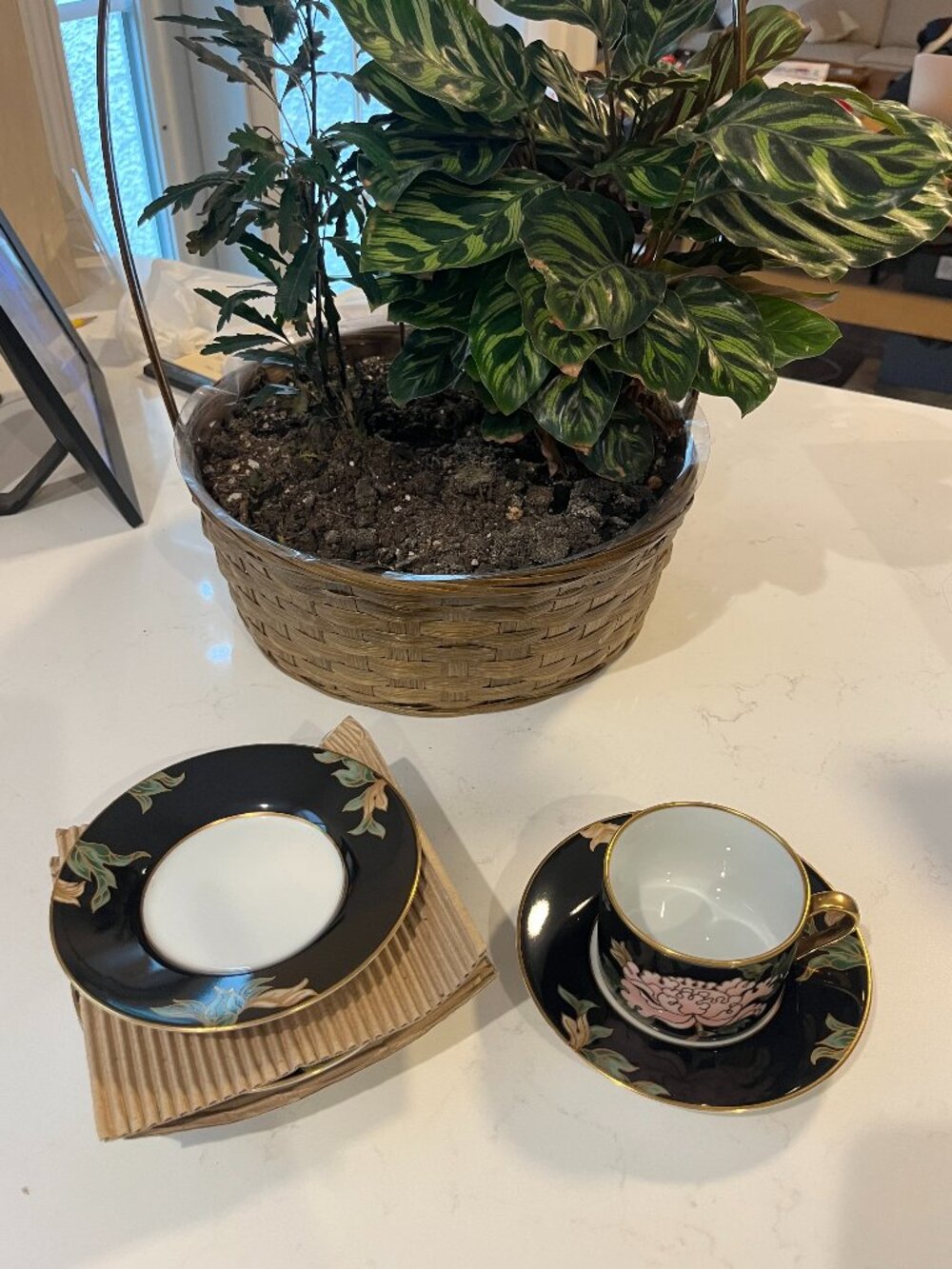 Vintage Fitz & Floyd "Cloisonné Peony" Cups & Saucers (Set of 4) - Rare Find!